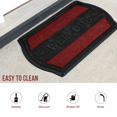 Welcome Mats for Front Door- Outdoor Indoor kitchen Mat Red and Black Non Slip~5149-2