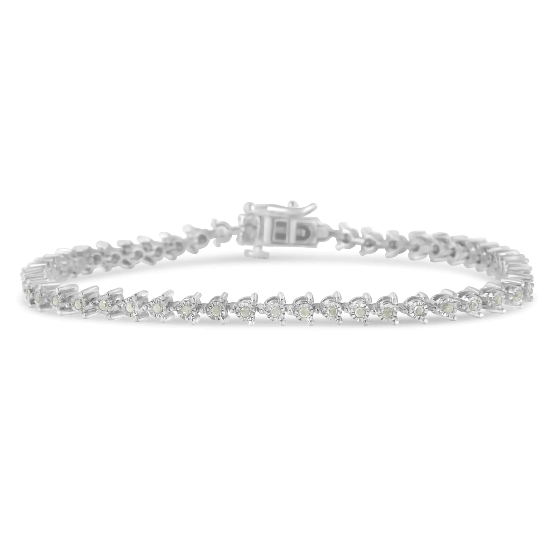 Sterling Silver Diamond Tennis Link Bracelet (0.5 cttw, I-J Color, I3 Clarity) - Puritific