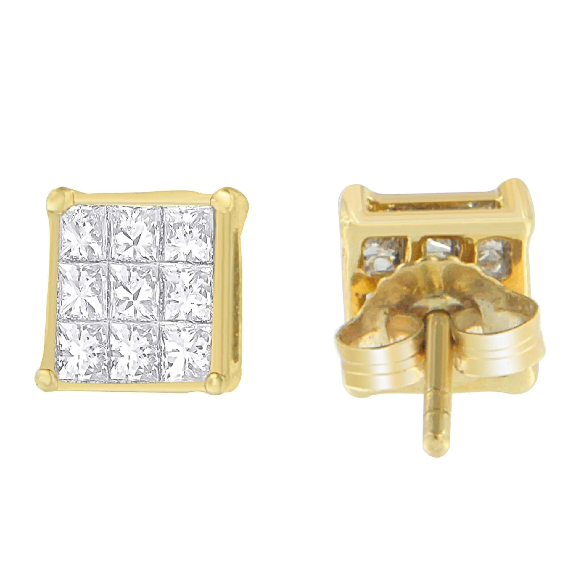 14K Yellow Gold 1/2 cttw Princess Cut Diamond Earrings (H-I, VS1-VS2) - Puritific