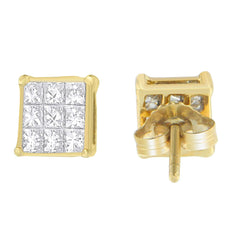 14K Yellow Gold 1/2 cttw Princess Cut Diamond Earrings (H-I, VS1-VS2) - Puritific