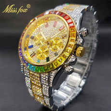 Luxury Gold Men's Watch Waterproof Stainless Steel Iced Bracelet - Puritific