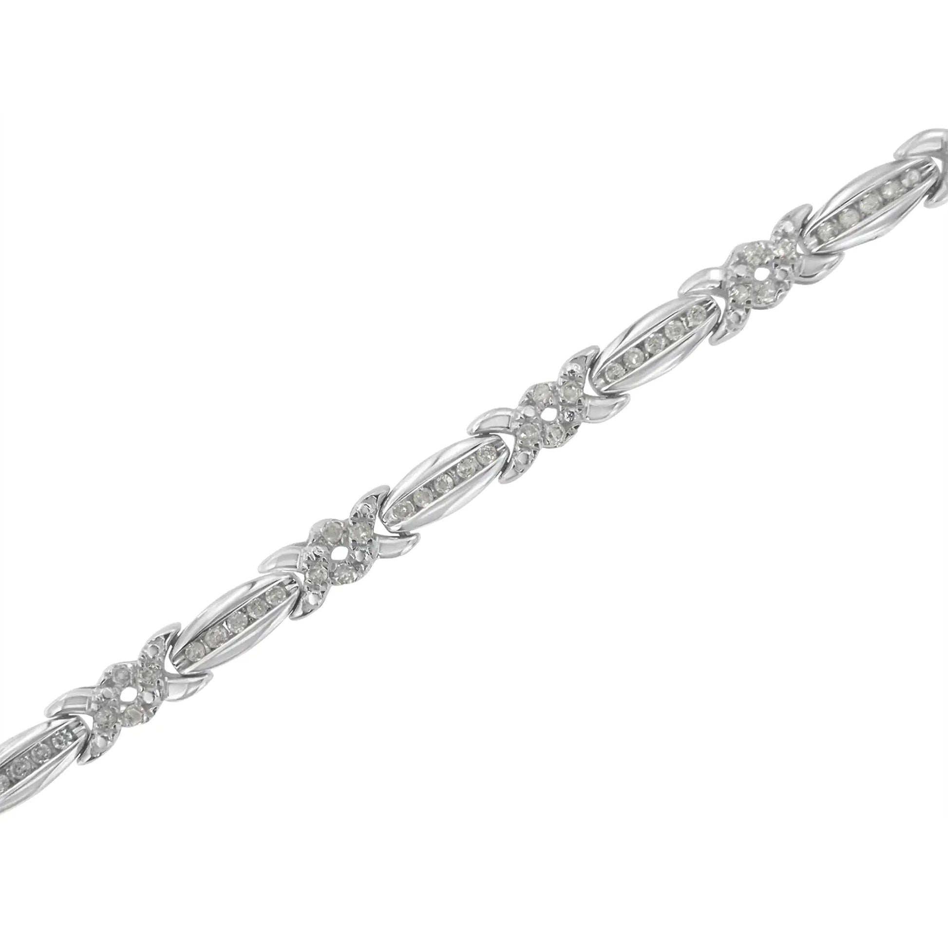 Sterling Silver Diamond X-Link Tennis Bracelet (1 cttw, I-J Color, I3 Clarity) - Puritific