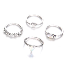 Classic Silver Crystal Heart Ring Set - Puritific