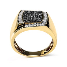 Men's 14K Yellow Gold Plated .925 Sterling Silver 1.00 Cttw White and Black Treated Diamond Ring (Black / I-J Color, I2-I3 Clarity) - Puritific