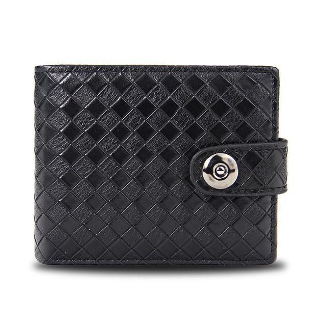 Men's Retro Woven Pattern Leather Wallet - Puritific