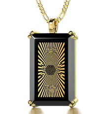 Men's Star of David Necklace with Shema Israel 72 Names 24k Gold Inscribed on Onyx - Puritific