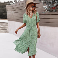 Midi Dress with Buttons Anne - Puritific