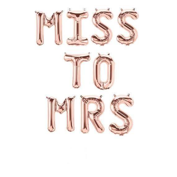 Miss to Mrs Rose Gold 16" Balloon Banner | Multiple phrases! - Puritific