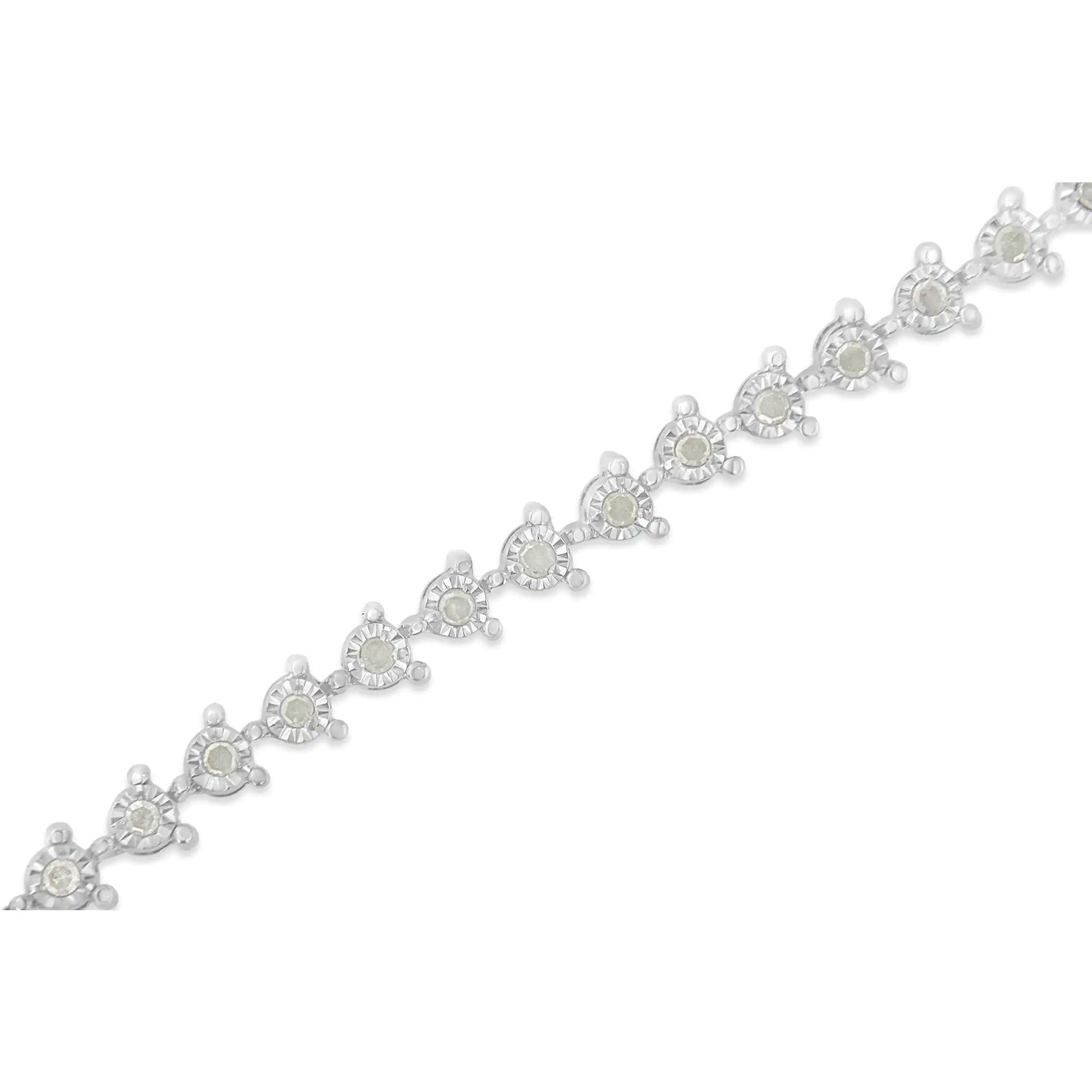 Sterling Silver Diamond Tennis Link Bracelet (0.5 cttw, I-J Color, I3 Clarity) - Puritific