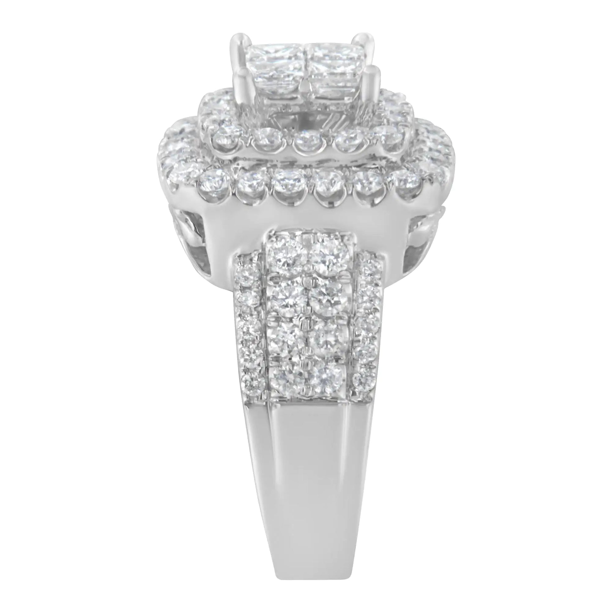 14KT White Gold Round and Princess Diamond Ring (2 1/4 cttw, H-I Color, SI1-SI2 Clarity) - Puritific