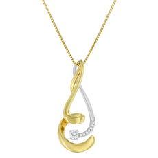 Espira 10K Two-Tone Gold 1/10 cttw Round Cut Diamond Swirl Pendant Necklace (I-J, I2-I3) - Puritific