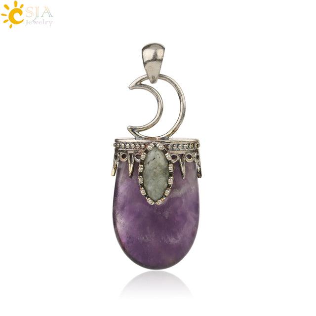 Natural Stone Crystal Antique Pendant Necklace - Puritific