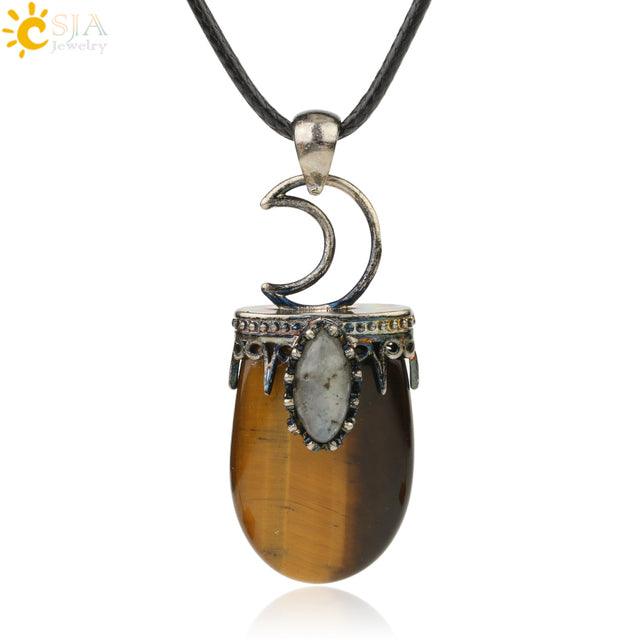 Natural Stone Crystal Antique Pendant Necklace - Puritific