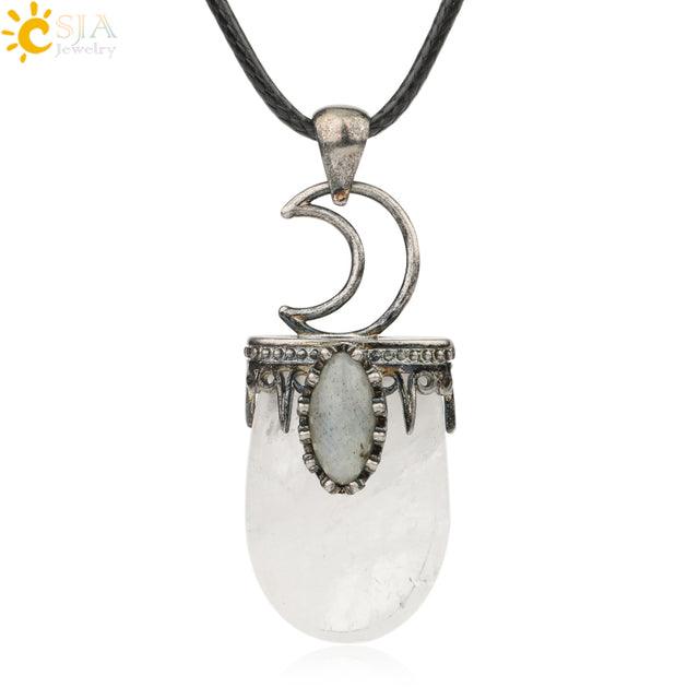 Natural Stone Crystal Antique Pendant Necklace - Puritific