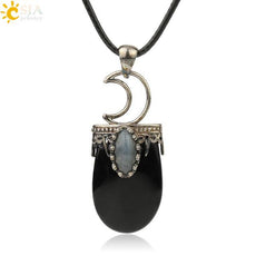 Natural Stone Crystal Antique Pendant Necklace - Puritific