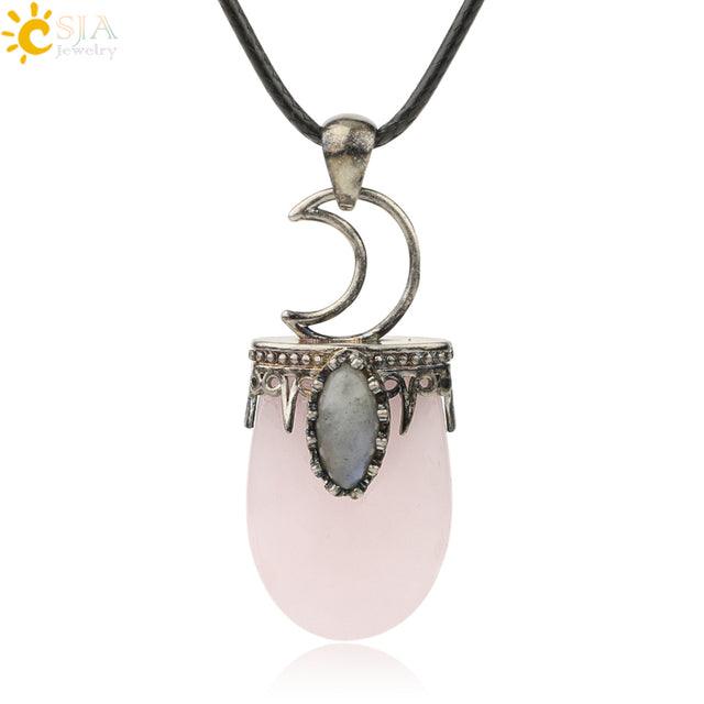 Natural Stone Crystal Antique Pendant Necklace - Puritific