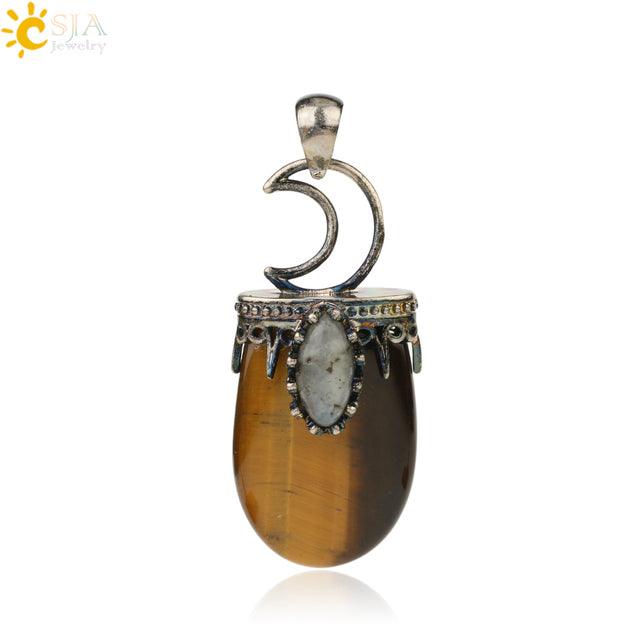 Natural Stone Crystal Antique Pendant Necklace - Puritific