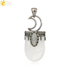 Natural Stone Crystal Antique Pendant Necklace - Puritific