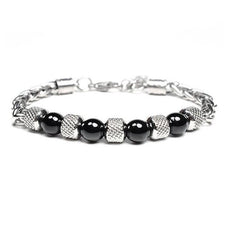 New Men's Adjustable Natural Stone Bead Stainless Steel Bracelet - Puritific