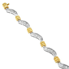 Original Classics 10K Two-Tone Gold Baguette Cut Diamond Spiral Bracelet (2.00 cttw, H-I Color, I1-I2 Clarity) - Puritific