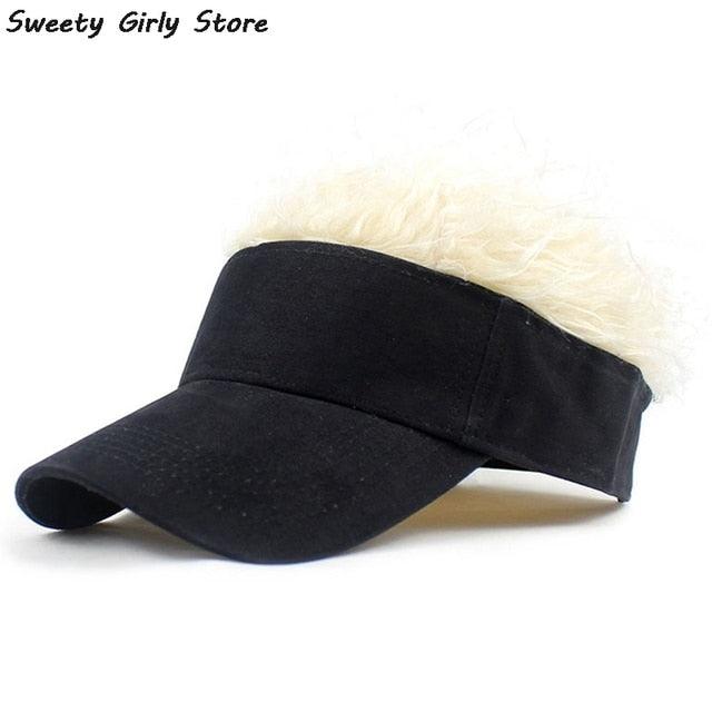 Novelty Baseball Cap Fake Hair Visor - Puritific