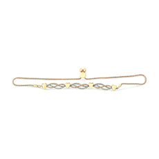 14K Yellow Gold Plated .925 Sterling Silver 1/10 Cttw Diamond Wave and Hearts Bolo Bracelet (I-J Color, I2-I3 Clarity) - 4