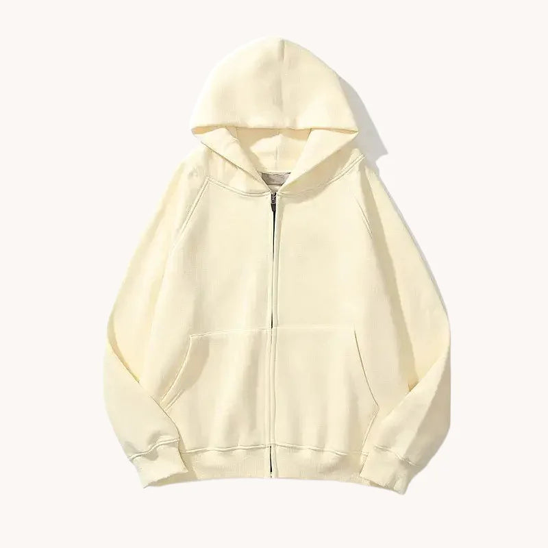 Plain Zip-Up Hoodie - Puritific