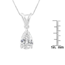 IGI certified 10K White Gold 1/2 cttw Diamond Pear Pendant Necklace (I-J, I1) - Puritific