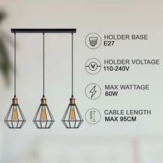 3 light Pendant Light fixture bulb guard cage~5147-4