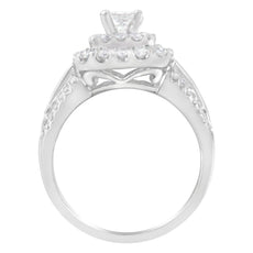 14KT White Gold Diamond Cluster Ring (1 cttw, H-I Color, I1-I2 Clarity) - Puritific