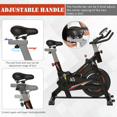 Steel Stationary Bike 5-Level Exercise Bike w/ LCD Monitor-4