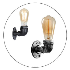 Vintage Industrial Water Pipe Lamp Retro Light Steampunk Wall Sconce + Free Bulb~2136-2