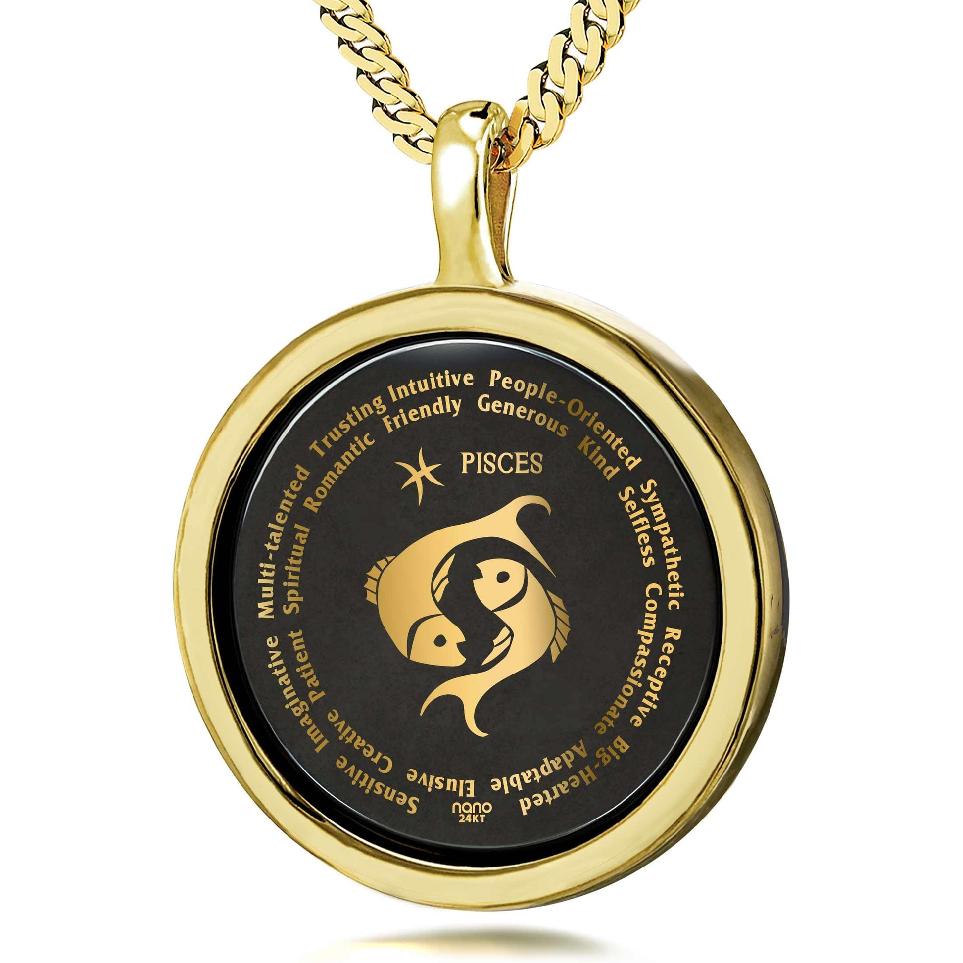 Pisces Necklaces for Lovers of the Zodiac 24k Gold Inscribed - Puritific