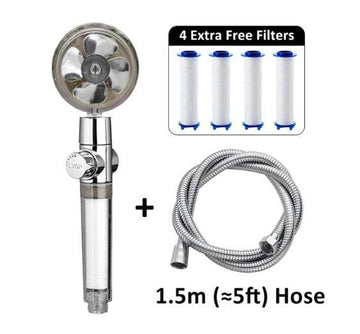 Silver Showerhead + 4 Filters + Hose