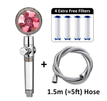 Red Showerhead + 4 Filters + Hose