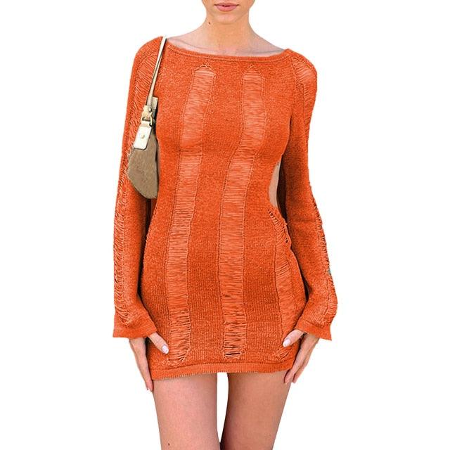 Puloru Sexy Knitted Cutout Short Dress - Puritific