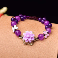 Purple Jade and Amethyst Lotus Healing Bracelet - Puritific