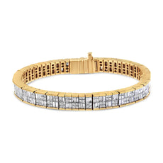 Classic 14K Yellow Gold Baguette and Princess Cut Diamond Eternity Bracelet (8 5/8 cttw, G-H Color, VS2-SI1 Clarity) - Puritific