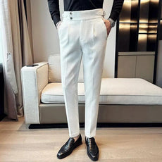 High Waist Waffle Business Casual Suit Pants for Men - Puritific