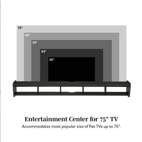 Modern Wall-Mounted Floating TV Stand Solid Black