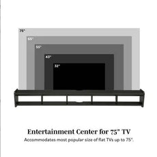 Modern Wall-Mounted Floating TV Stand Solid Black