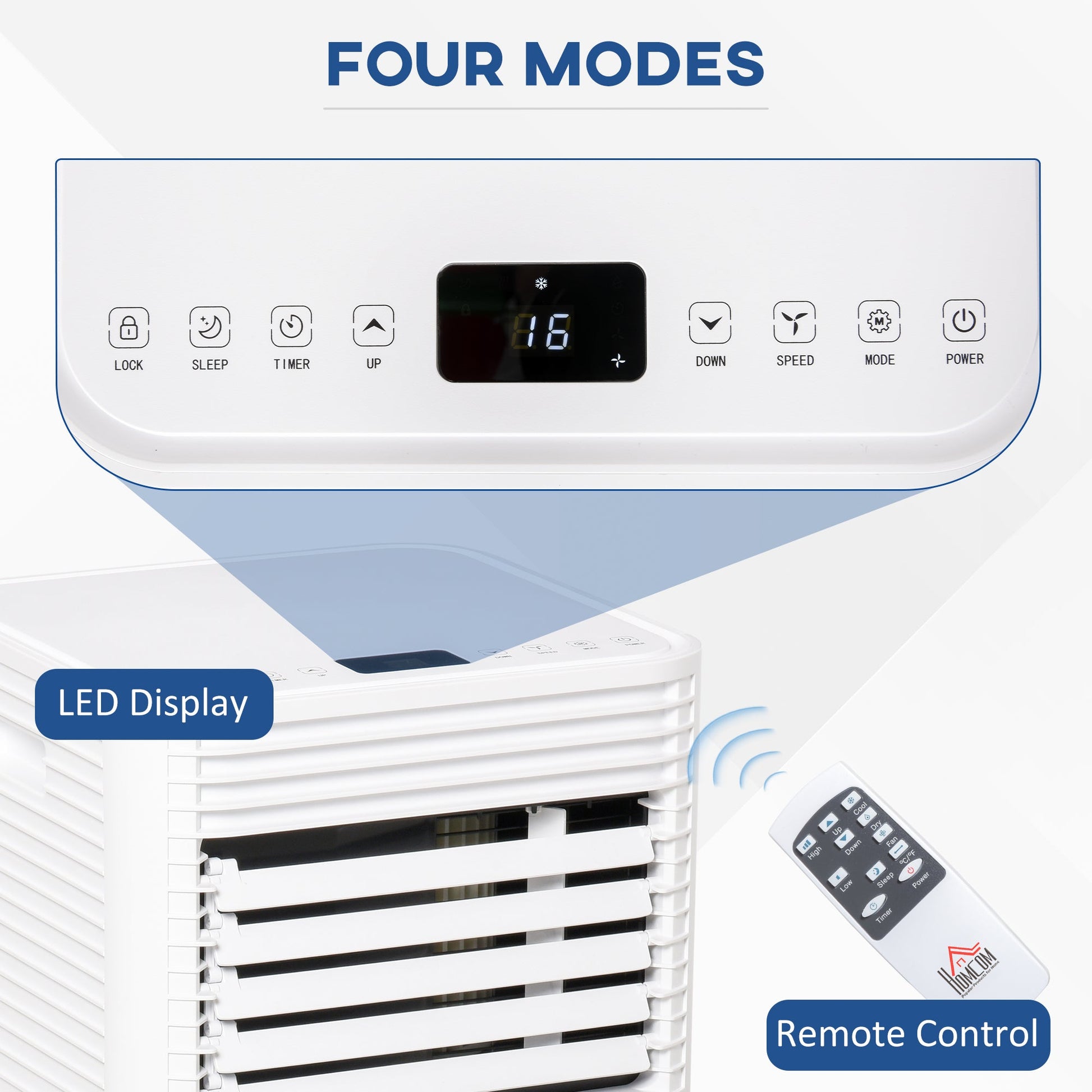 9000 BTU 4-In-1 Compact Portable Mobile Air Conditioner Unit Cooling Dehumidifying Ventilating w/ Fan Remote LED 24Hr Timer Auto Shut-Down-3