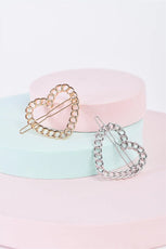 3pcs Gold Heart Chain Link Back Closure Hair Clip - Puritific