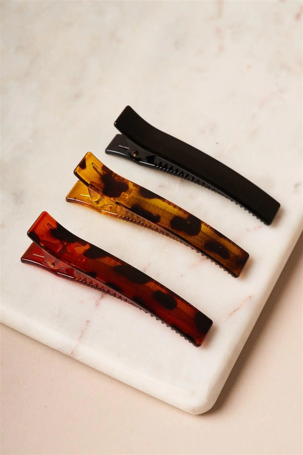 3pcs Amber Brown Black Hair Alligator Clips - Puritific