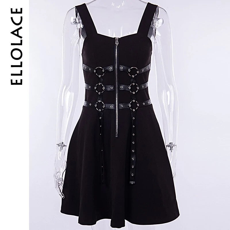 Gothic Women's Dress Eyelet Web Zipper - Puritific