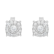 Sterling Silver Diamond Square Stud Earring (1/2 cttw, I-J Color, I2-I3 Clarity) - Puritific