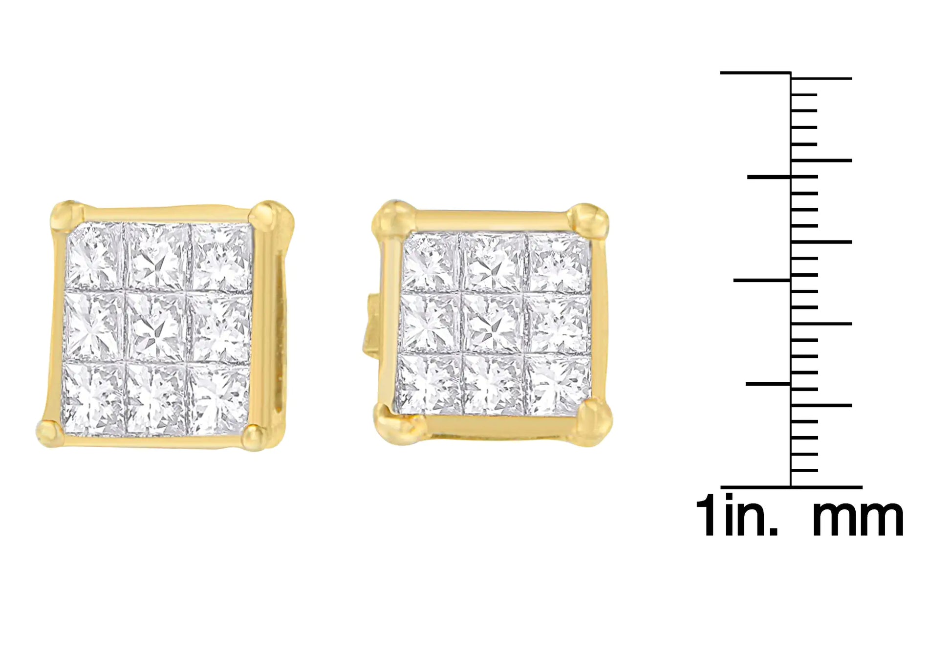 14K Yellow Gold 1/2 cttw Princess Cut Diamond Earrings (H-I, VS1-VS2) - Puritific