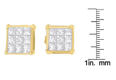 14K Yellow Gold 1/2 cttw Princess Cut Diamond Earrings (H-I, VS1-VS2) - Puritific