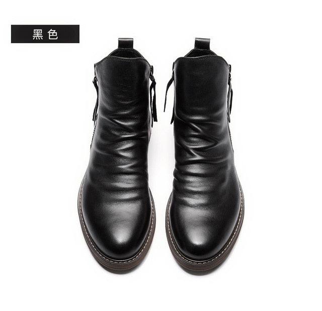 Retro Ankle Non-Slip Leather Boots Men - Puritific