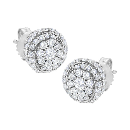 Sterling Silver 1 cttw Lab Grown Diamond Cluster Stud Earring (F-G Color, VS2-SI1 Clarity) - Puritific